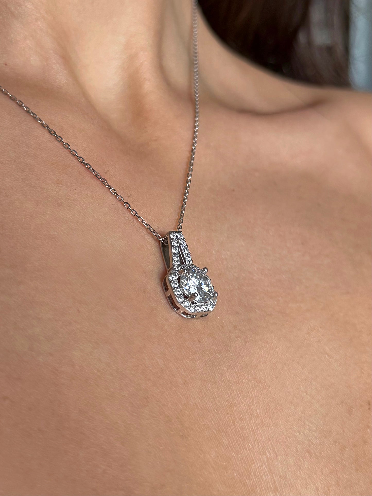 Collana in argento sterling S925 con moissanite per donna consegna 10/12 giorni