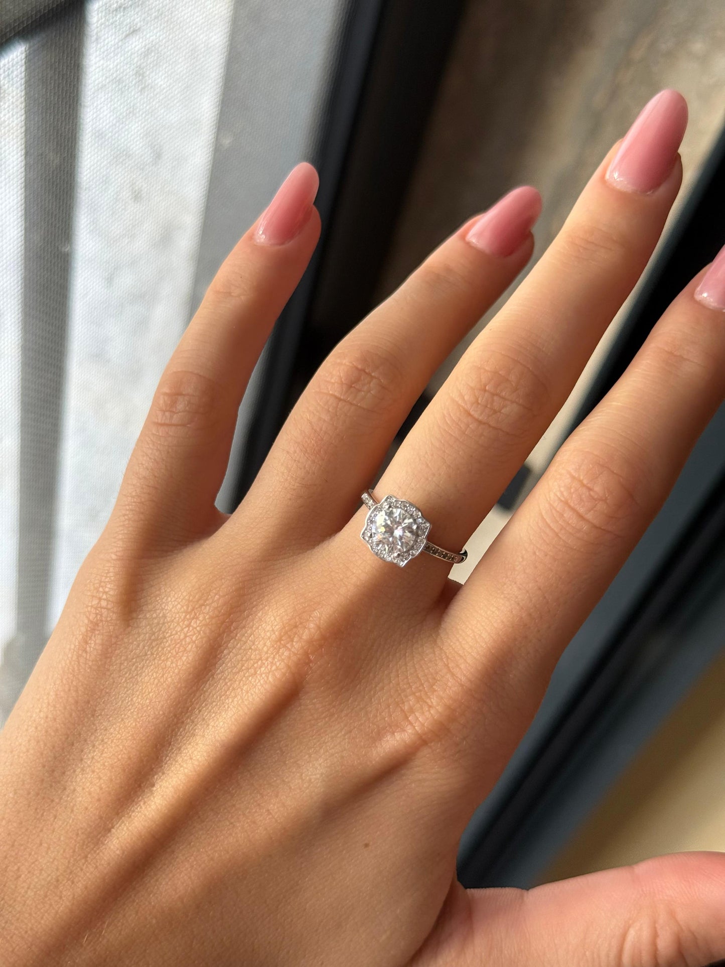 Anello autoregolabile in argento sterlin 925 con diamante moissanite 1 carato con certificato consegna 2/3 giorni
