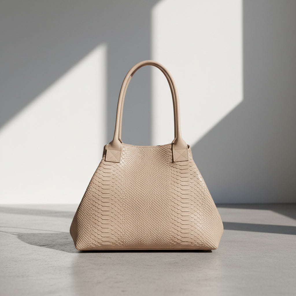 Tote Bag "Venere" MAHENA Effetto Pitone beige – 100% Vera Pelle
