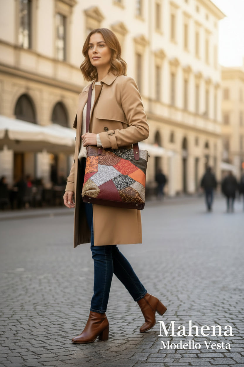 Vesta tas, rundleer, 1 laag, hoge kwaliteit, AANBIEDING 30X35X14