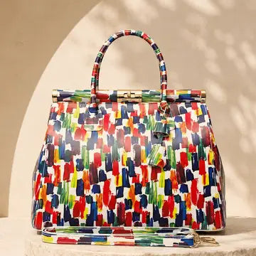 MAHENA "Brush" - Borsa a Mano in Pelle Italiana Effetto Dipinto