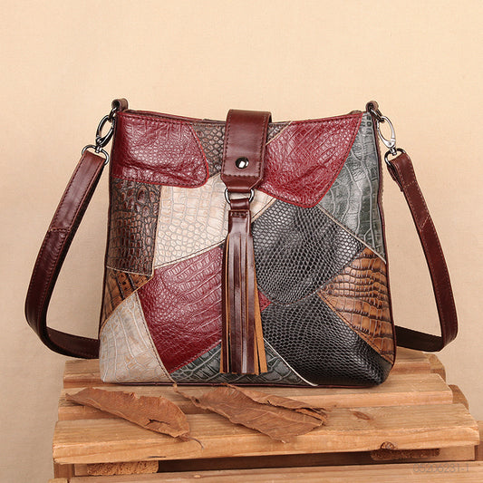 Borsa a tracolla in pelle con frange