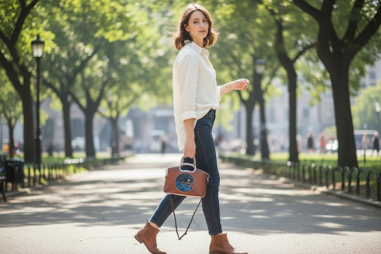 Johnature leren tas voor dames in limited edition