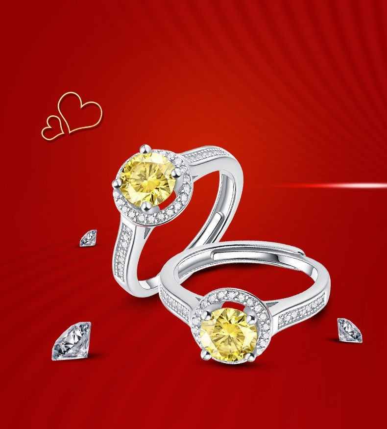 Verstellbarer Ring aus 925er Gelbsilber mit Moissanit für Damen 