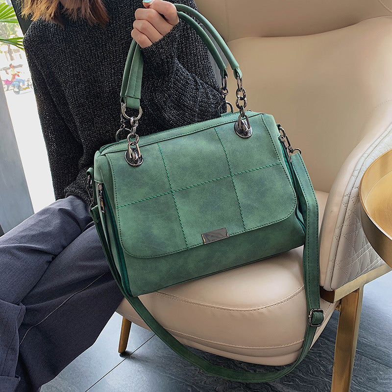 Borsa a tracolla e a mano da donna opaca, grande capacità, in similpelle modello Boston