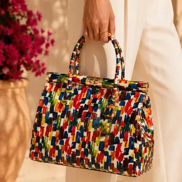 MAHENA "Brush" - Borsa a Mano in Pelle Italiana Effetto Dipinto
