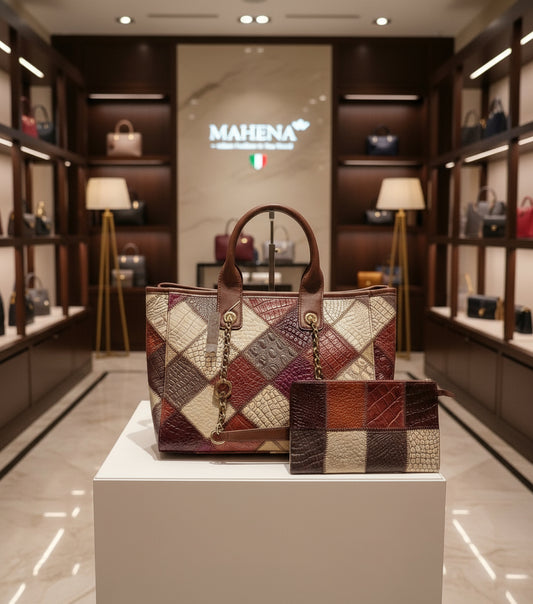 Leichte, luxuriöse, hochwertige, kontrastreiche, modische, karierte Damen-Ledertasche