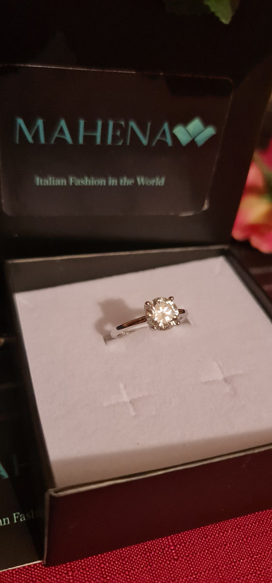 Anello regolabile in argento S925 con diamante moissanite 2 carati con certificato Gra moissanite diamante