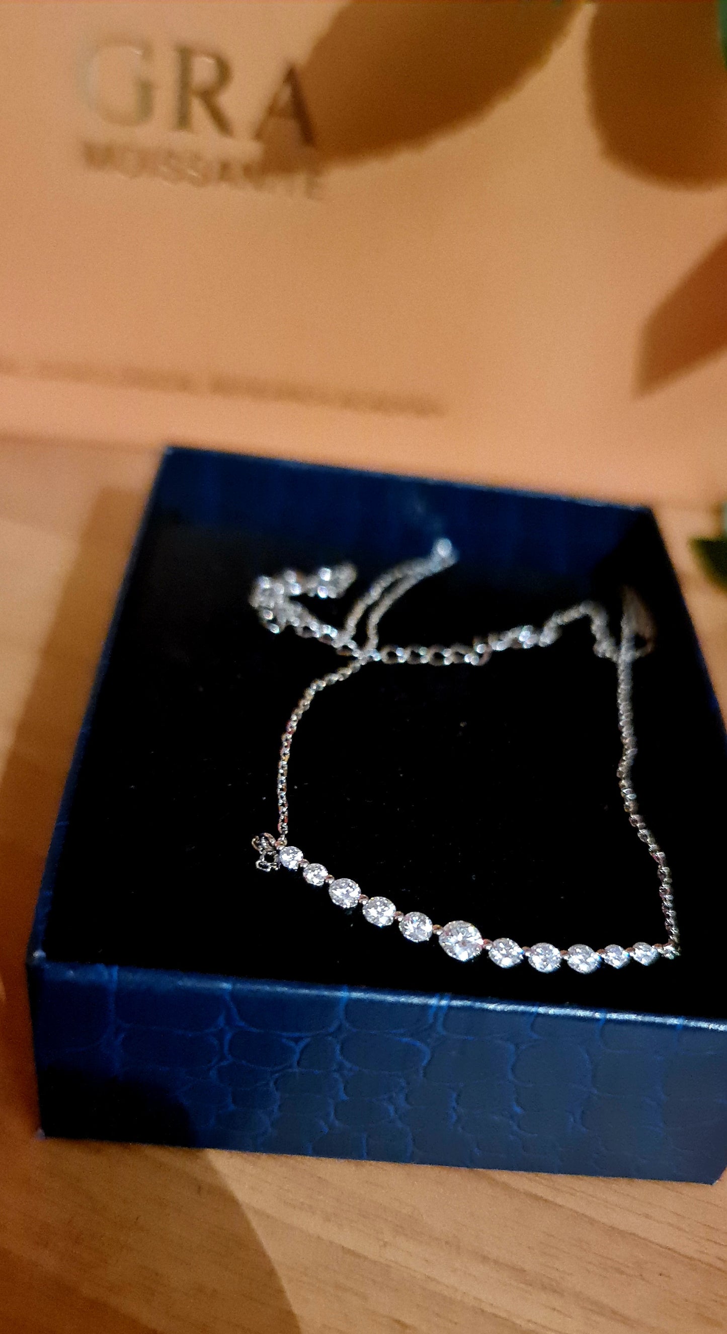 Collana in argento sterling S925 con moissanite, leggera, 1.1 carati, colore D MODELLO MARYAM