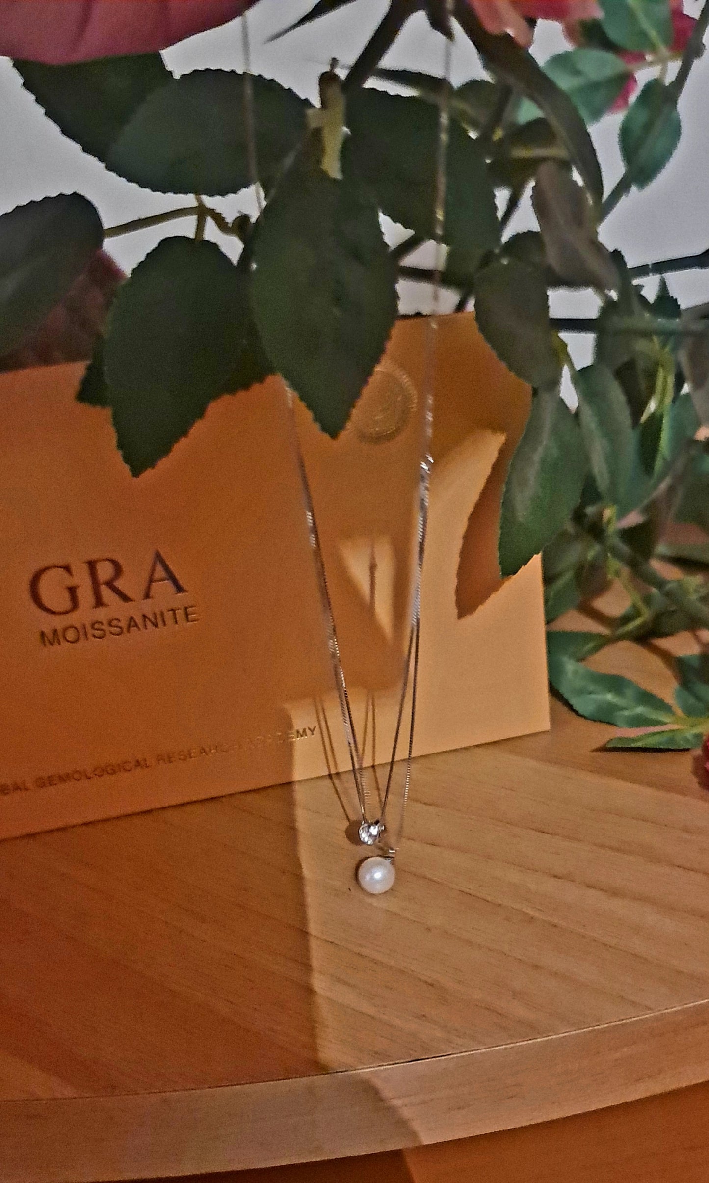 Collana in argento con catena a doppio strato e 50 punti di moissanite MODELLO JULIETTE