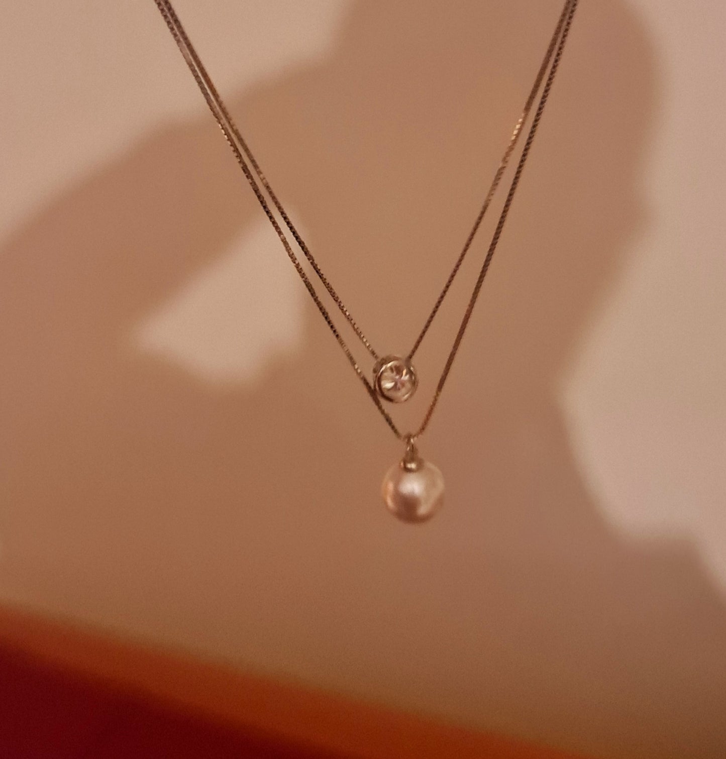 Collana in argento con catena a doppio strato e 50 punti di moissanite MODELLO JULIETTE