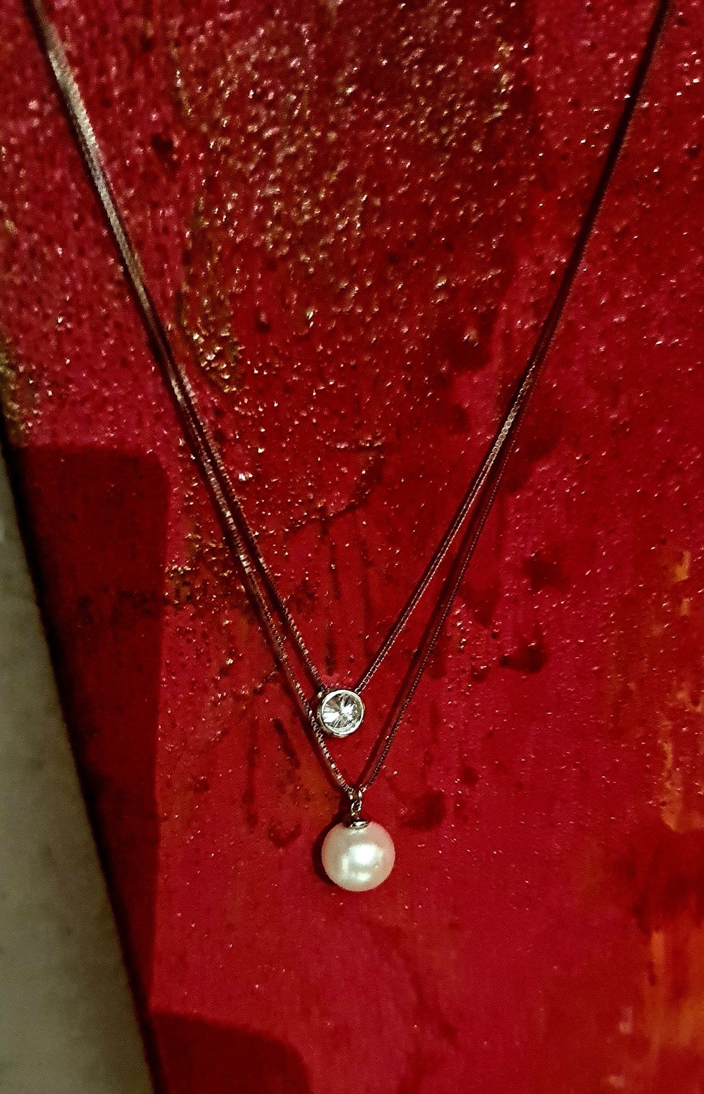 Collana in argento con catena a doppio strato e 50 punti di moissanite MODELLO JULIETTE