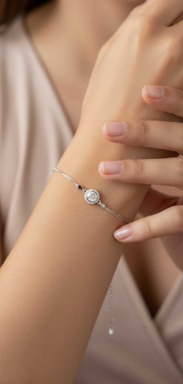 Schlichtes Armband mit sechszackigem Moissanit aus 925er Sterlingsilber