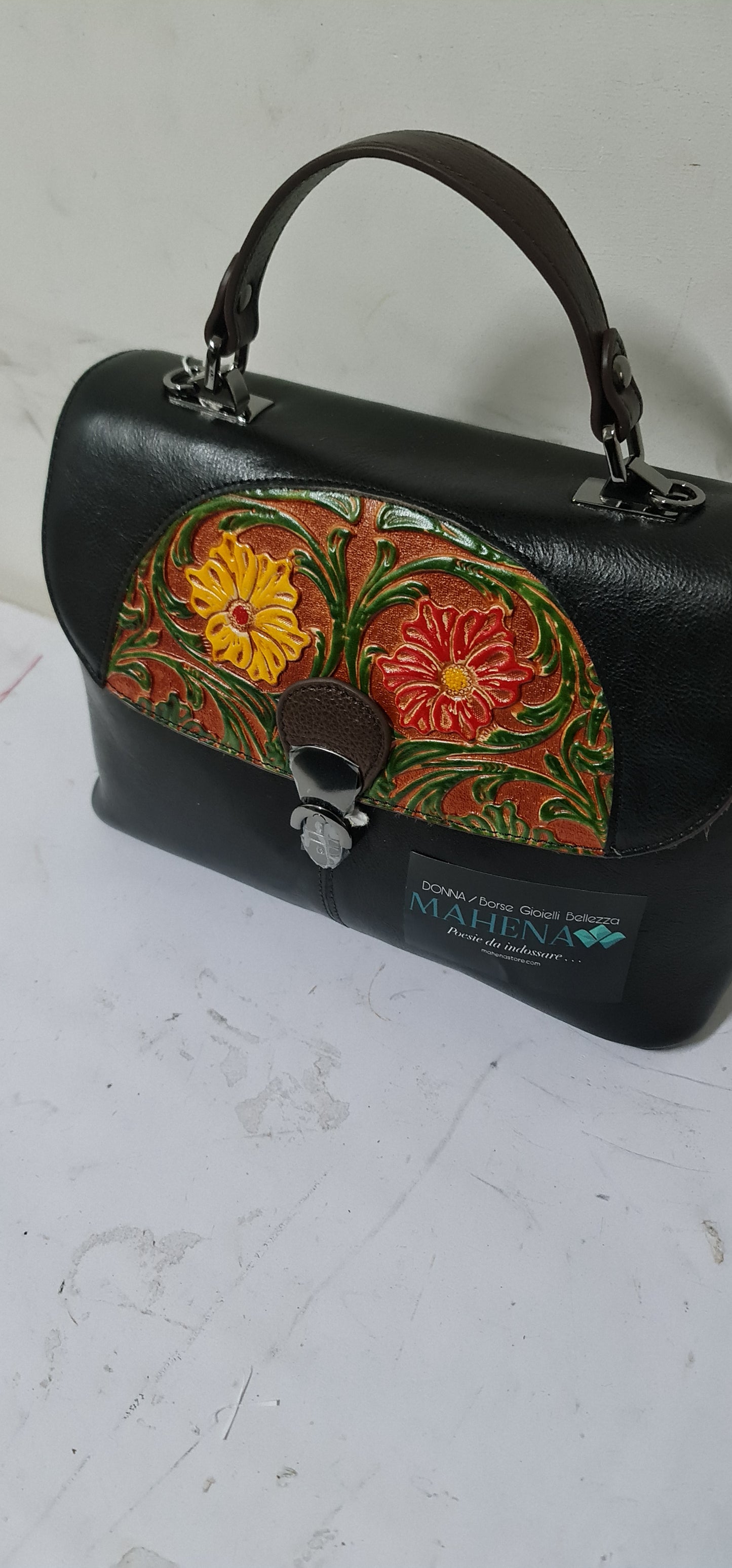 LIMITED EDITION SISSY Pattern Colorful Hand Print Embossed Retro Portable Diagonal Handbag