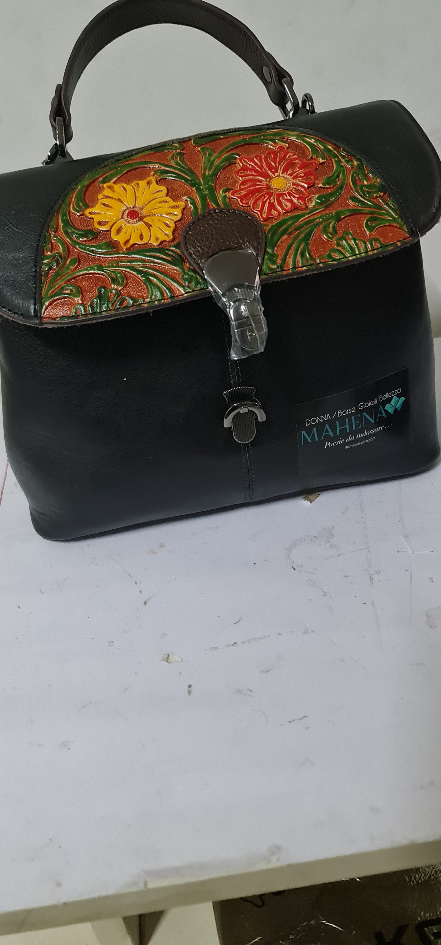 LIMITED EDITION SISSY Pattern Colorful Hand Print Embossed Retro Portable Diagonal Handbag