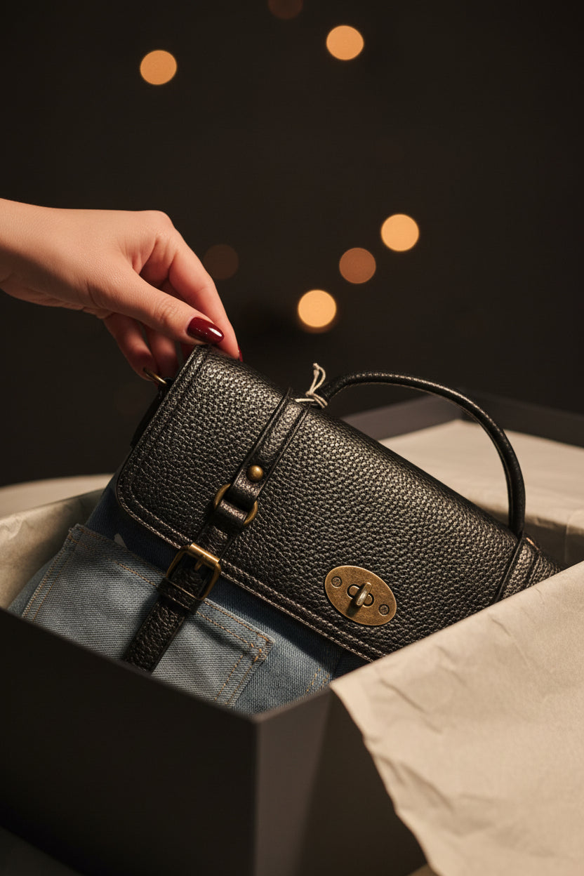 Sac bandoulière amovible en PU denim bicolore MODÈLE RUSTY