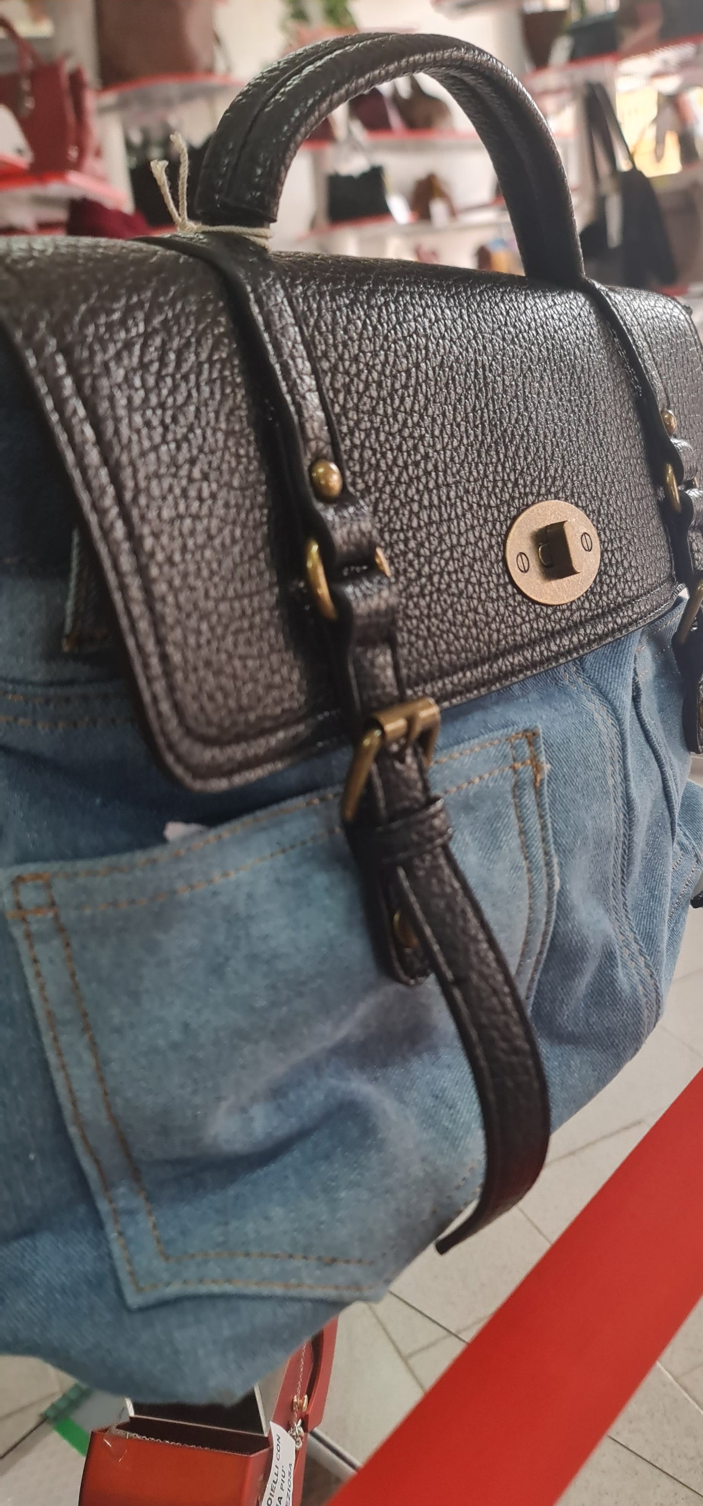 Sac bandoulière amovible en PU denim bicolore MODÈLE RUSTY