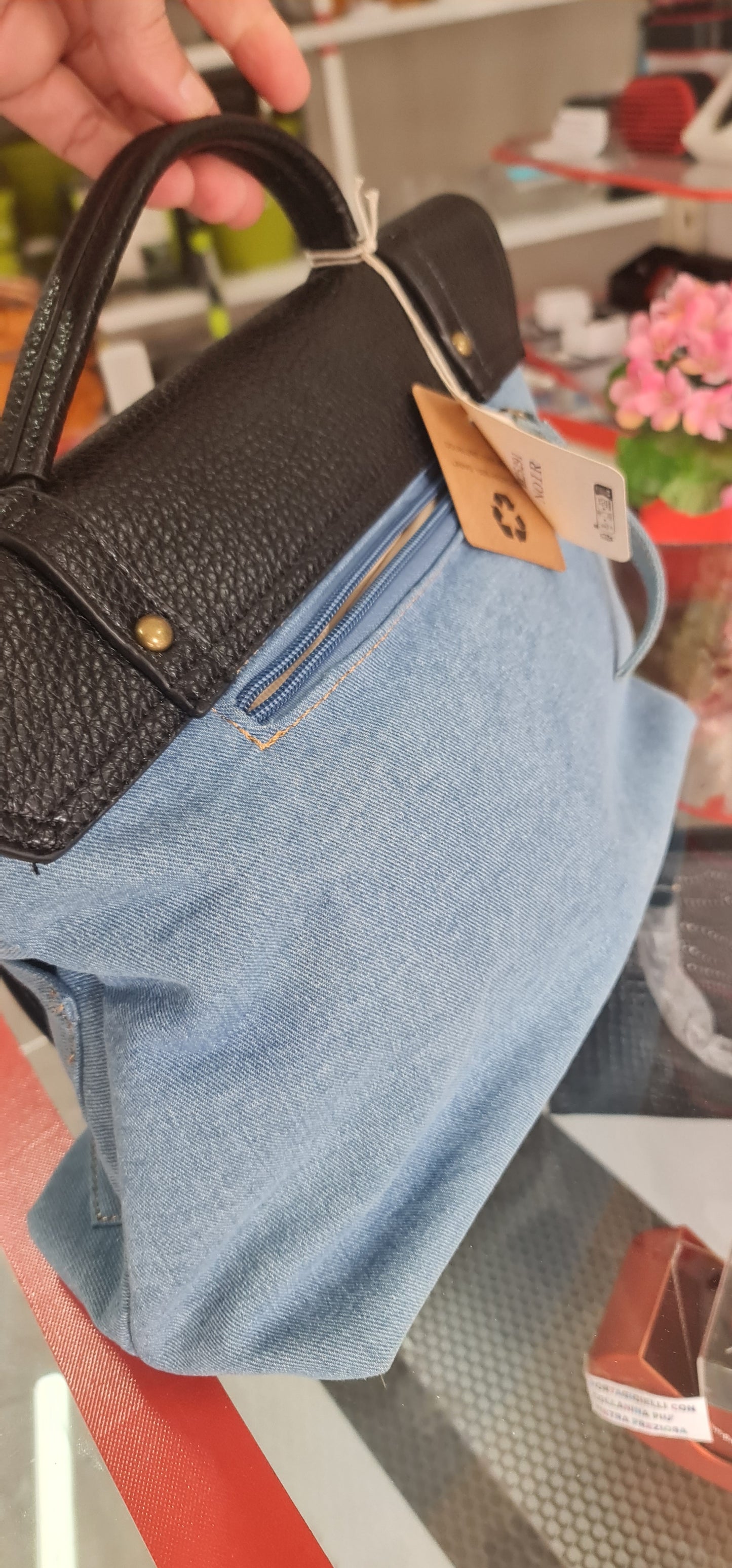 Sac bandoulière amovible en PU denim bicolore MODÈLE RUSTY