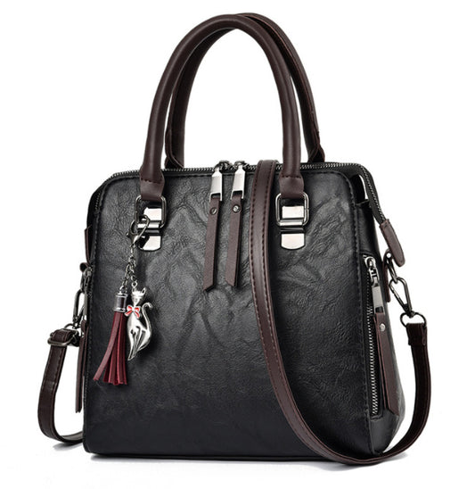 Borsa a mano e tracolla vintage serie linear da donna in similpelle con nappa modello economico vari colori
