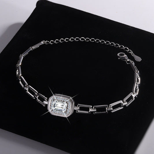 Bracciale geometrico in argento sterling S925 con moissanite CONSEGNA 2/3 giorni