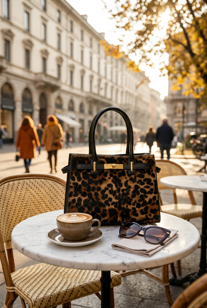 MAHENA "Circe" – Limited Edition Leopard Calf Hair & Togo Leather Handbag
