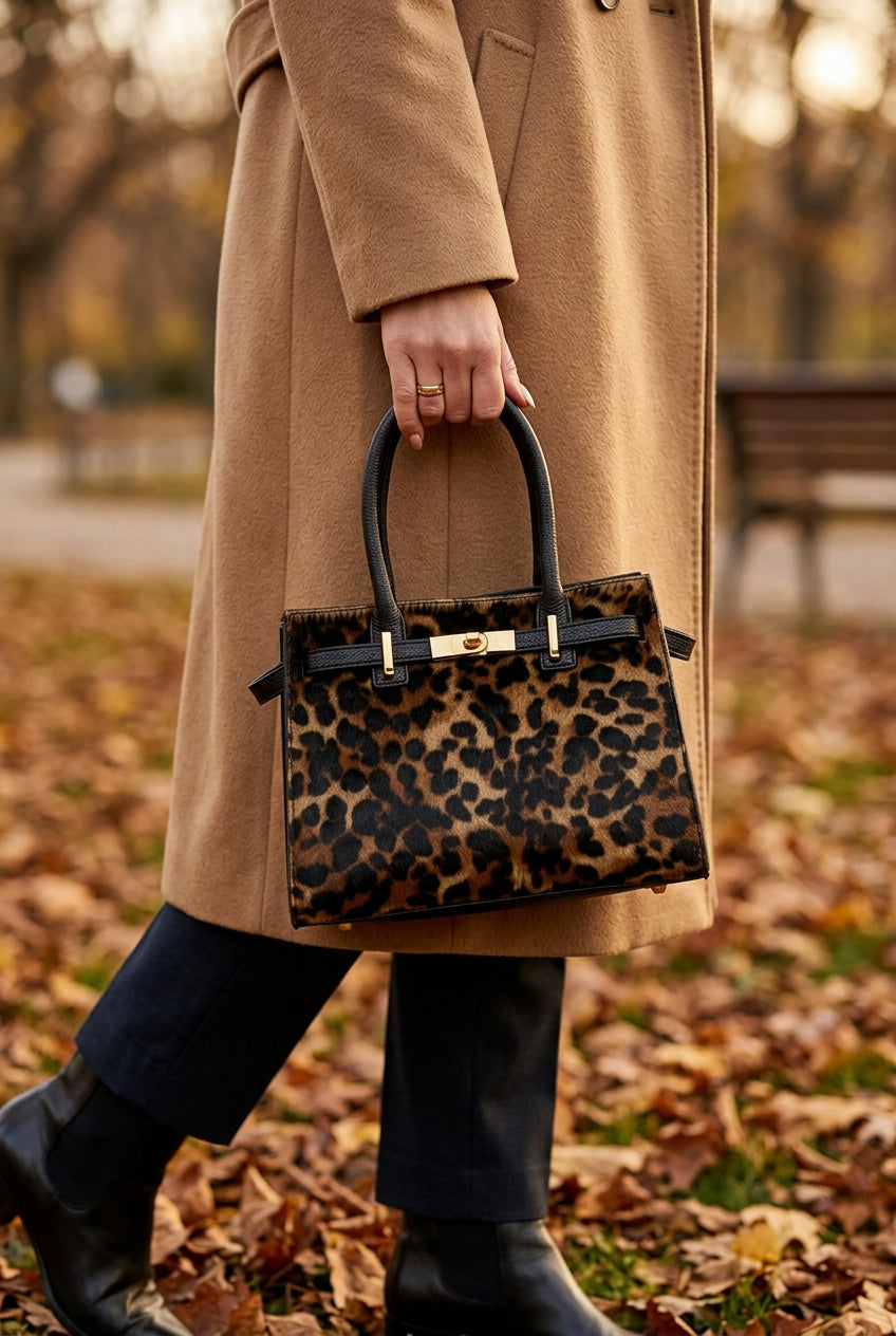 MAHENA "Circe" – Limited Edition Leopard Calf Hair & Togo Leather Handbag