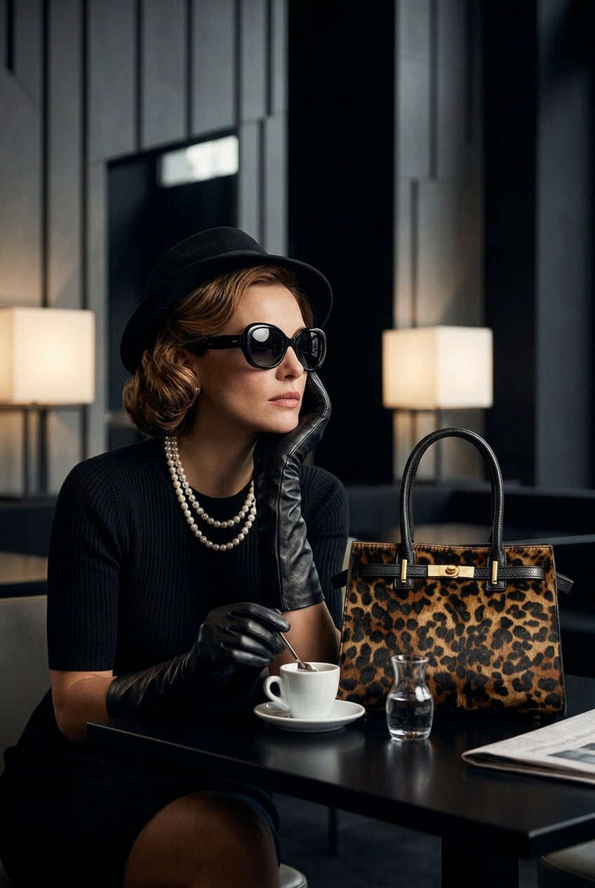 MAHENA "Circe" – Limited Edition Leopard Calf Hair & Togo Leather Handbag