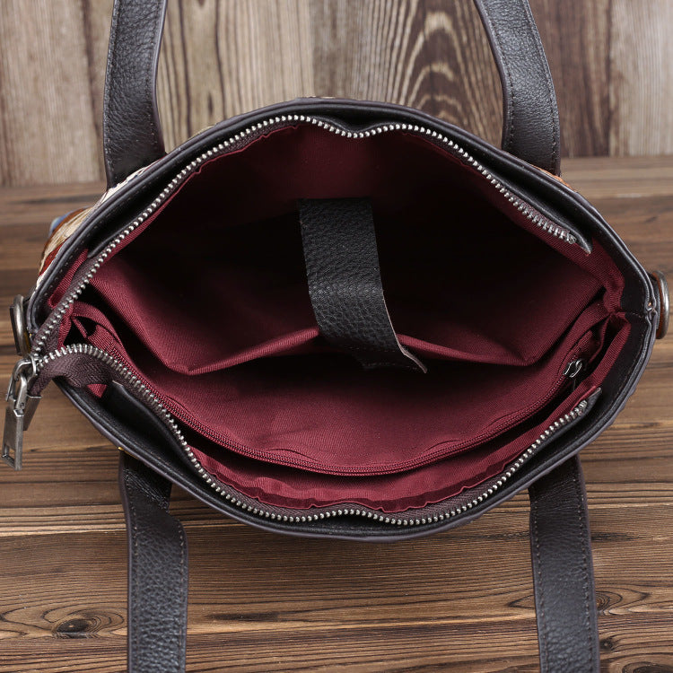 Borsa da donna in pelle con cuciture alla moda, borsa monospalla verticale