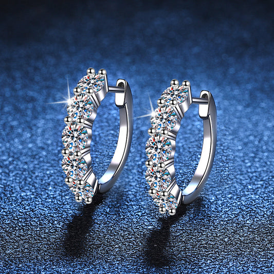 Orecchini da donna in argento sterling con diamante singolo di moissanite