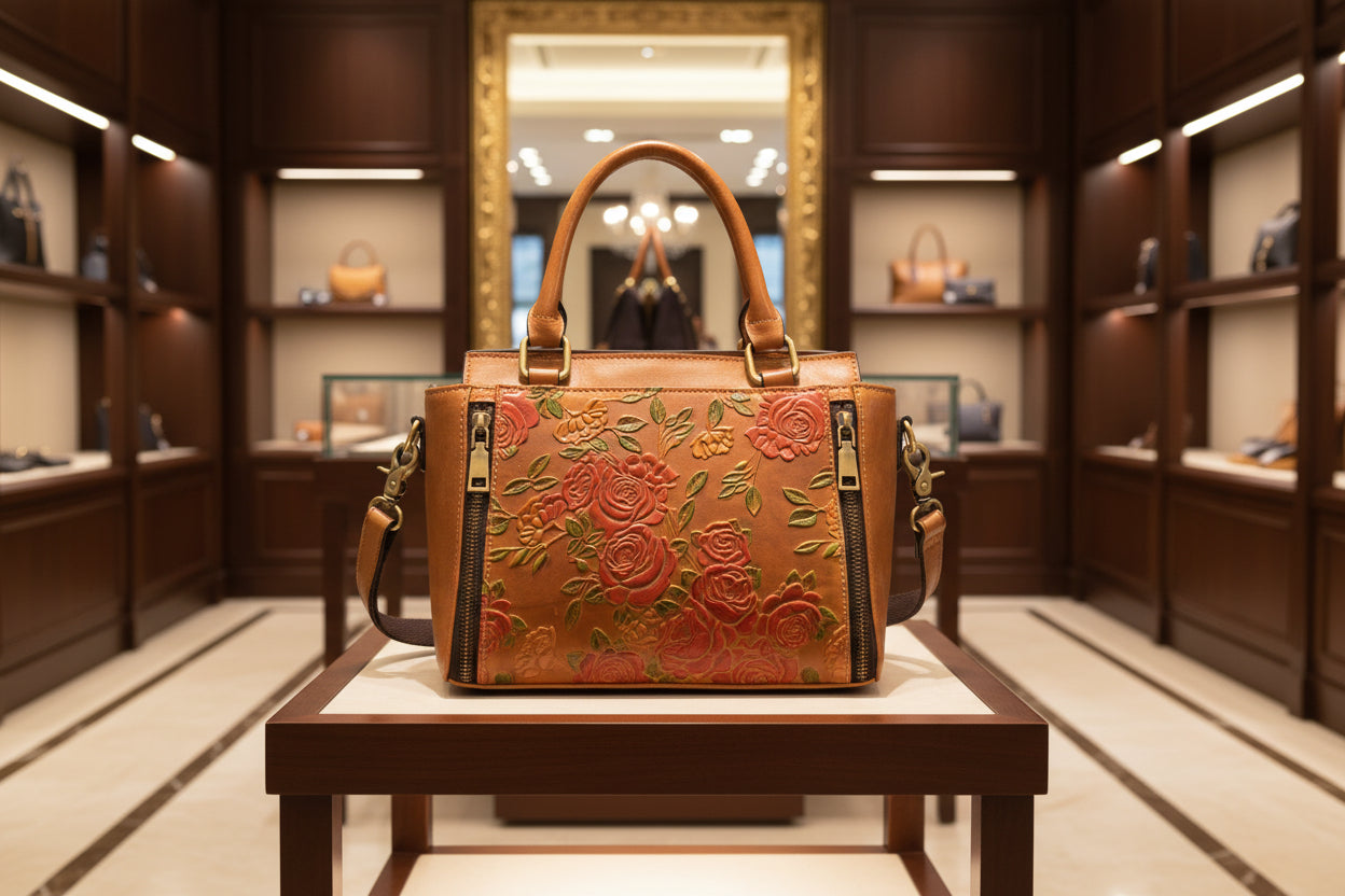 Kleine Schultertasche aus hochwertigem Naturleder, limitierte Auflage, Modell Dominique.