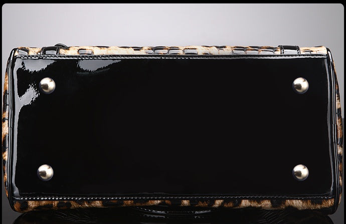 Borsa a mano con stampa leopardata, alla moda, in pelle, coordinata, grande capacità,