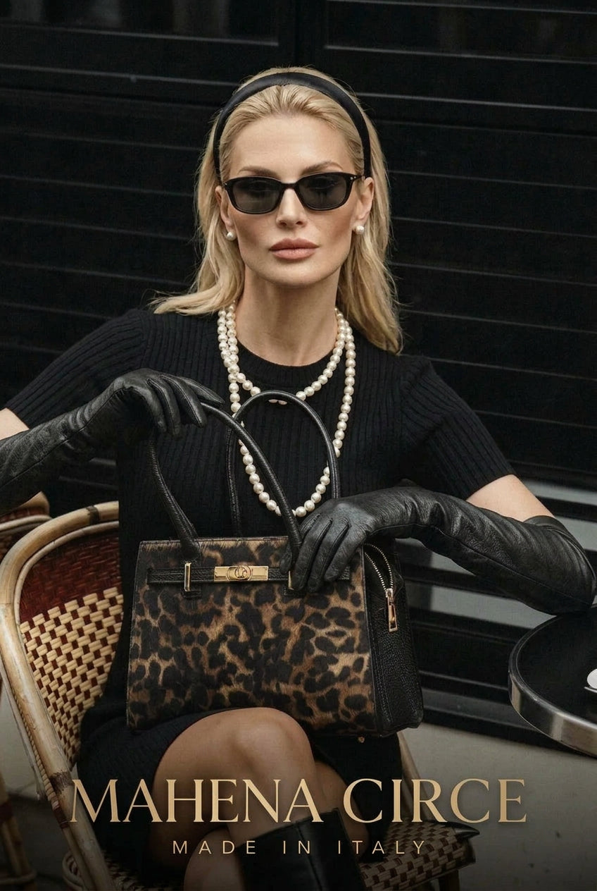 MAHENA "Circe" – Limited Edition Leopard Calf Hair & Togo Leather Handbag