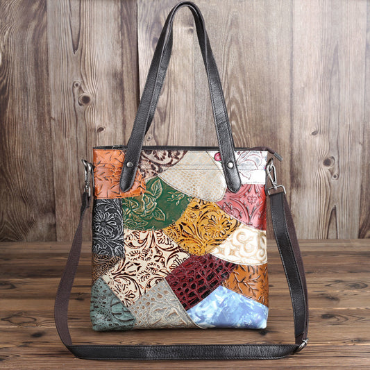 Borsa da donna in pelle con cuciture alla moda, borsa monospalla verticale