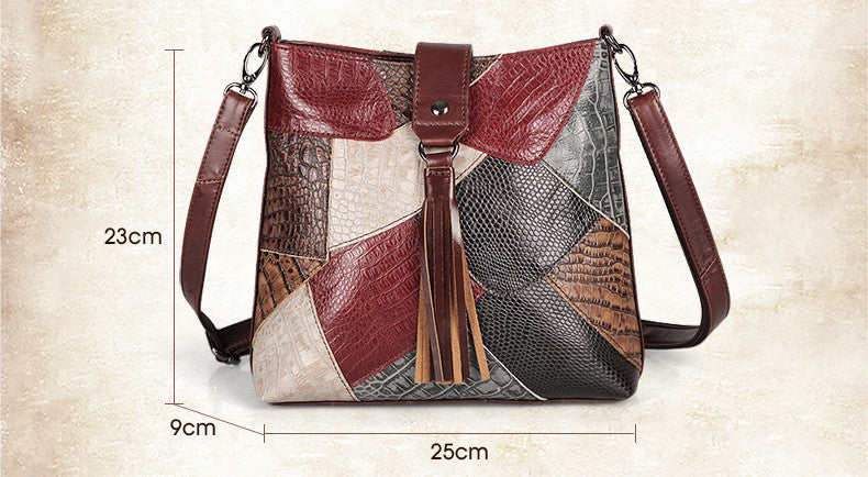 Borsa a tracolla in pelle con frange
