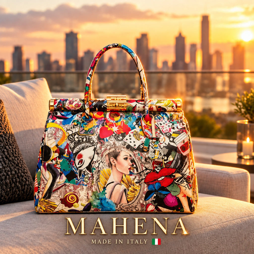 MUSE – Borsa a Mano Pop-Art in Vera Pelle Artigianale (Made in Italy)