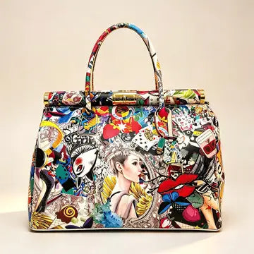 MUSE – Borsa a Mano Pop-Art in Vera Pelle Artigianale (Made in Italy)