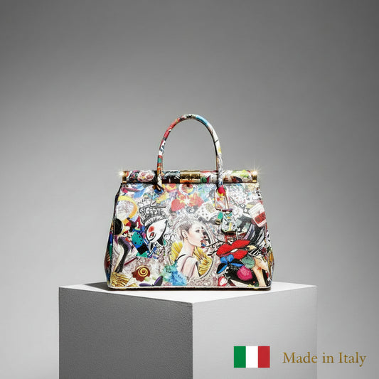 MUSE – Borsa a Mano Pop-Art in Vera Pelle Artigianale (Made in Italy)