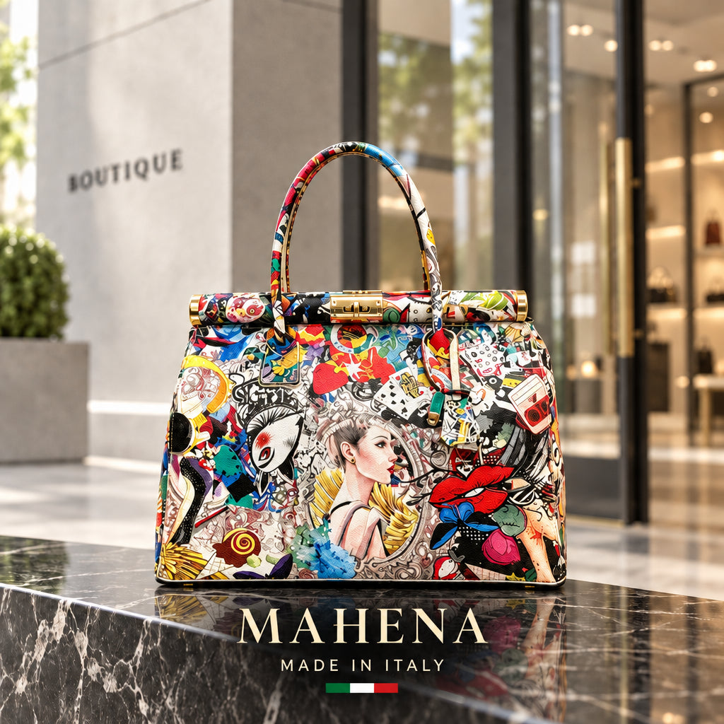 MUSE – Borsa a Mano Pop-Art in Vera Pelle Artigianale (Made in Italy)
