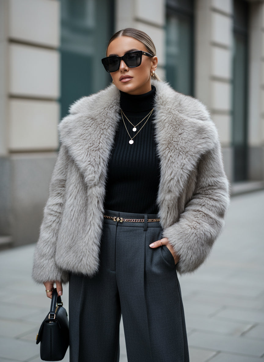 Cappotto invernale in peluche, moda, caldo, spesso, soffice, con risvolto, capispalla casual, top a maniche lunghe, abbigliamento da donna CONSEGNA 15 GIORNI