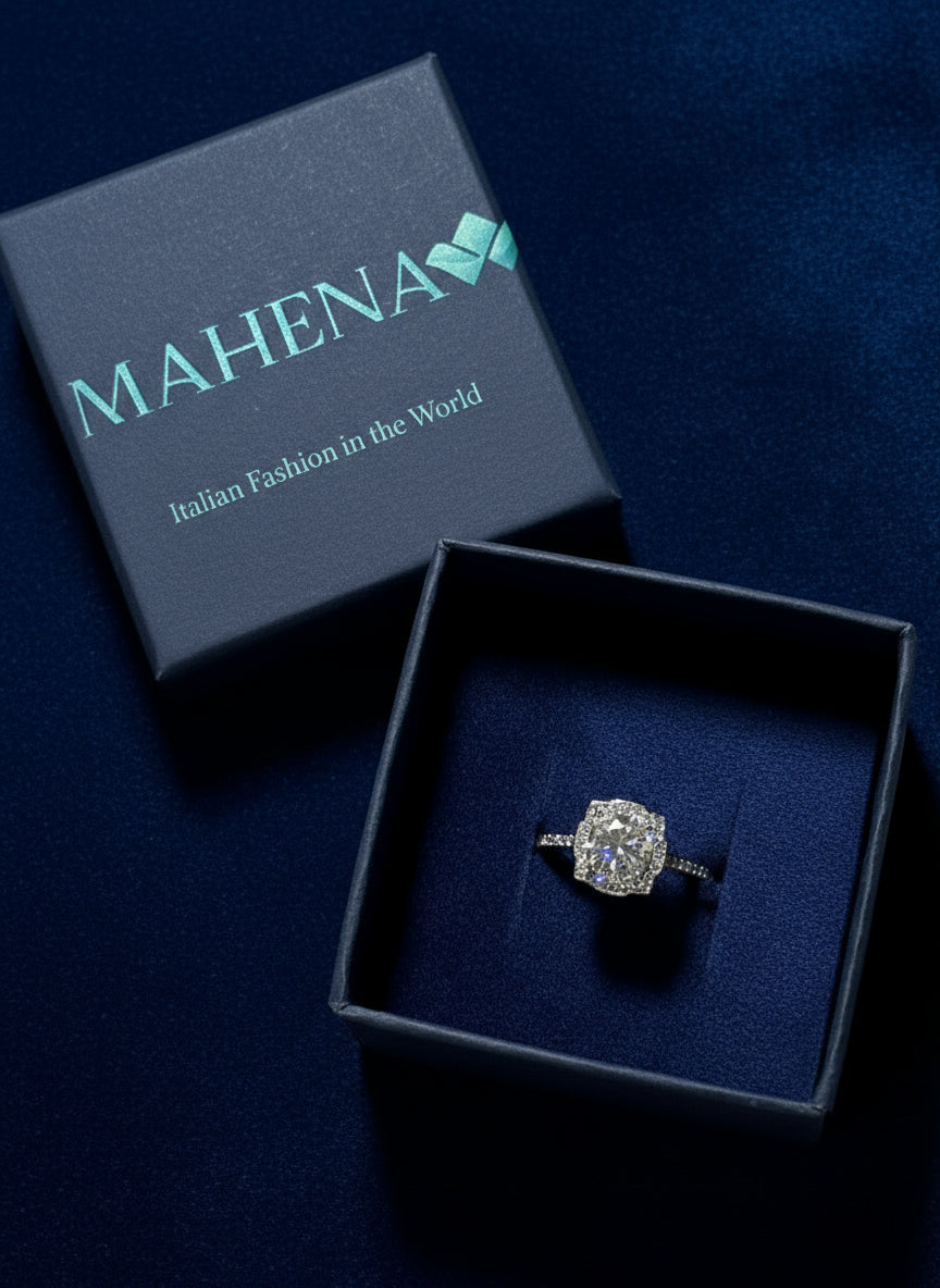 Anello autoregolabile in argento sterlin 925 con diamante moissanite 1 carato con certificato MODELLO ELODIE