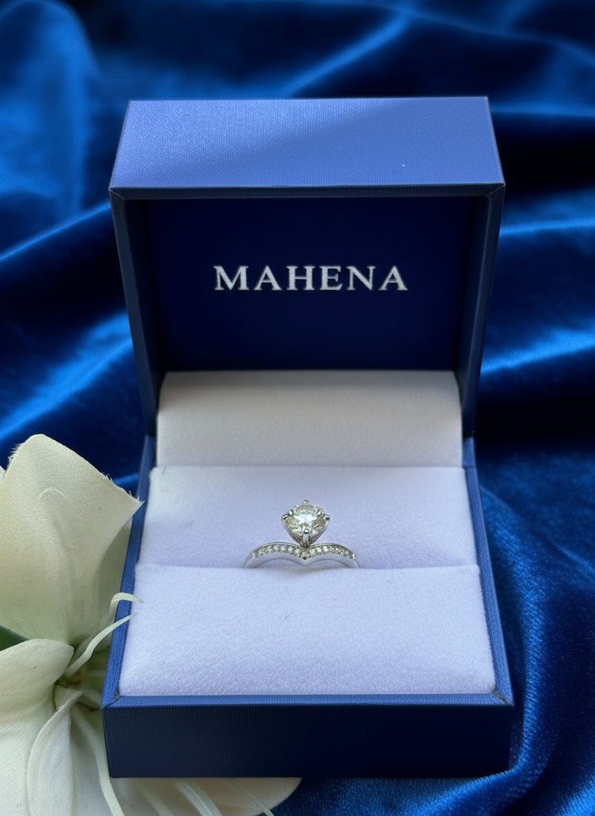 Anello in argento sterling 925 con corona da principessa e moissanite da 1 carato autoregolabile MODELLO DENISE