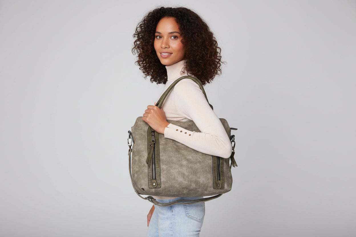 Borsa donna in pelle ecologica vintage Modello ARMY