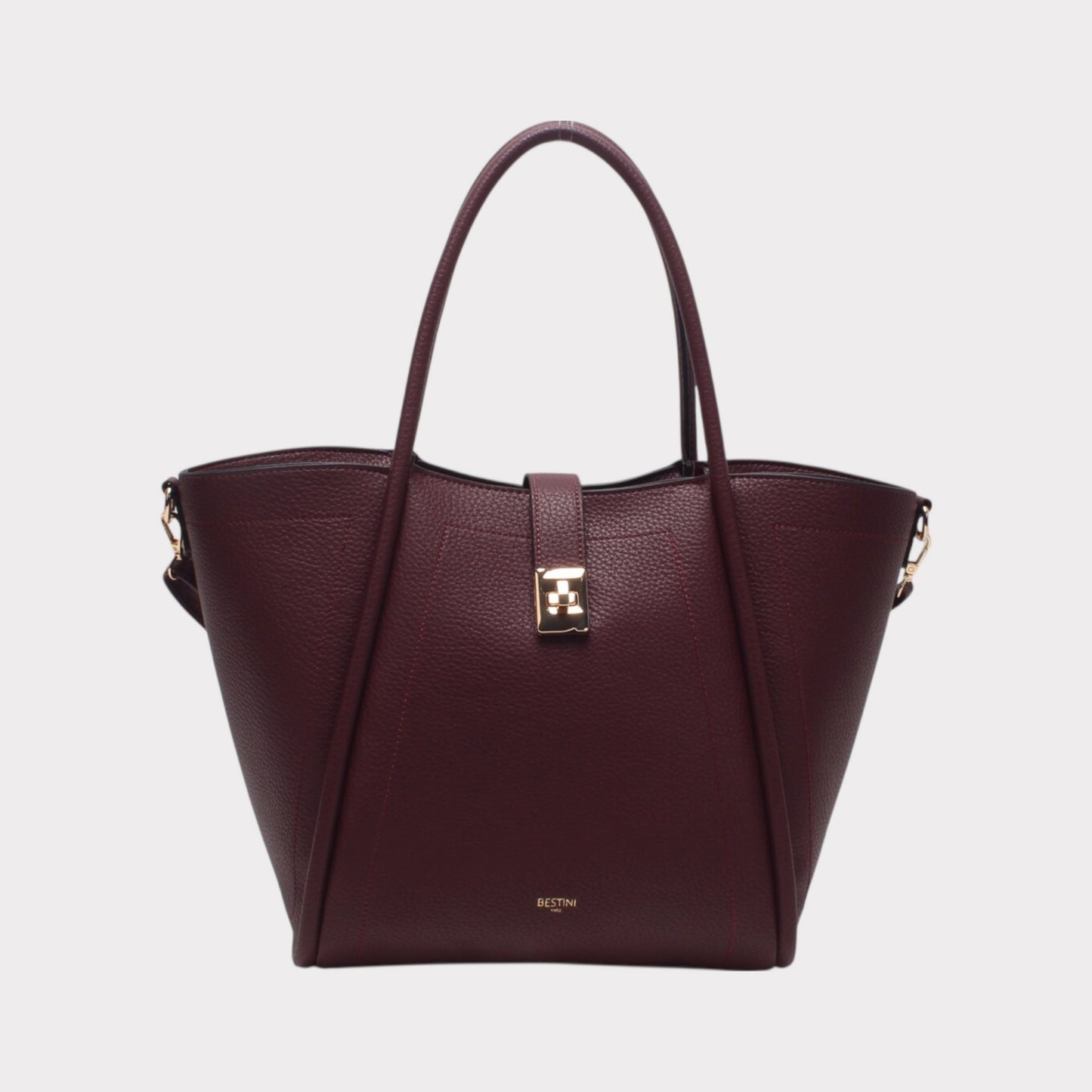 Borsa shopper con tracolla, chiusura dorata BORDEAUX BESTINI