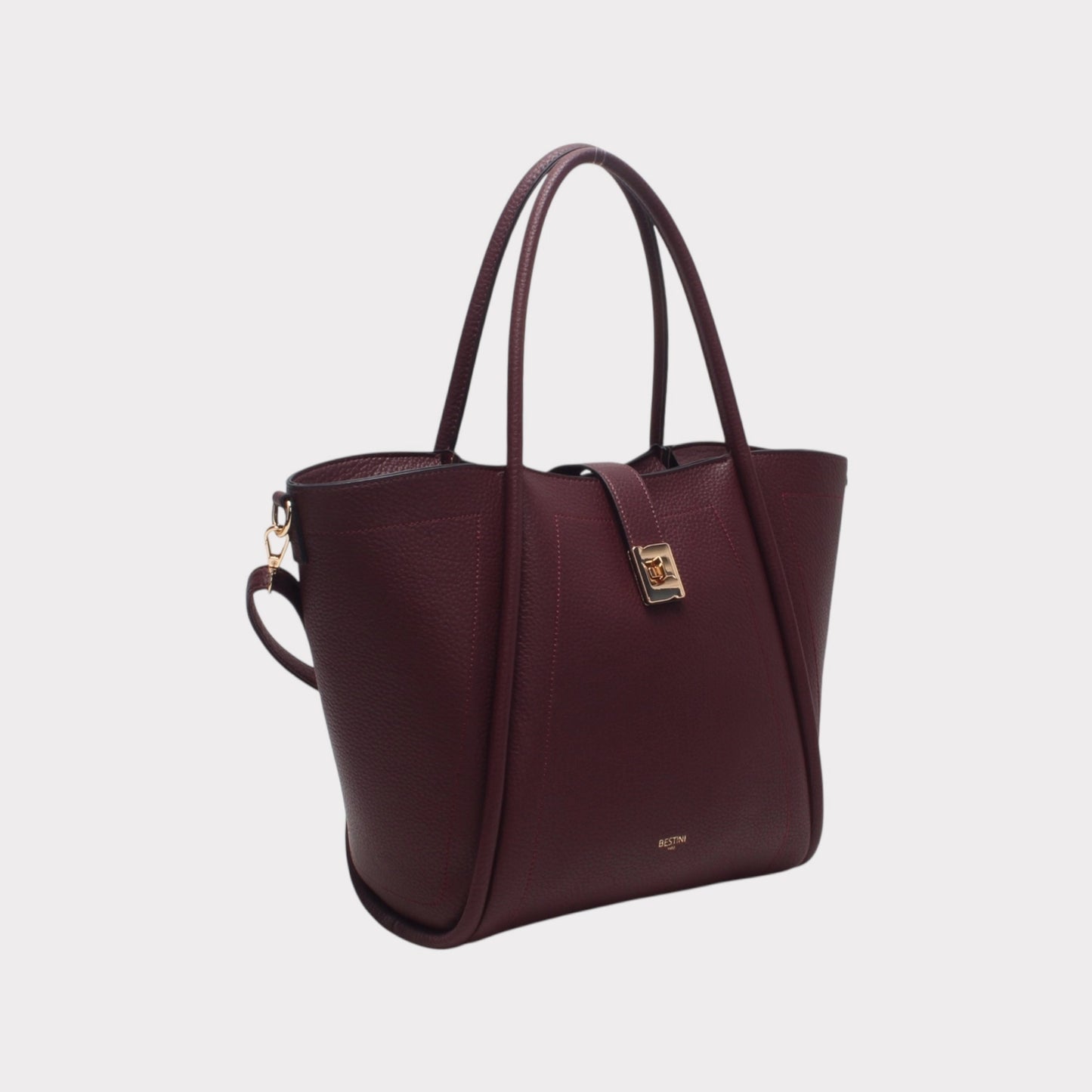 Borsa shopper con tracolla, chiusura dorata BORDEAUX BESTINI