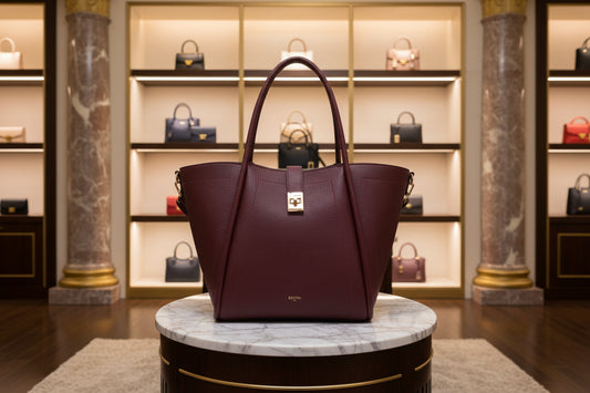 Borsa shopper con tracolla, chiusura dorata BORDEAUX BESTINI