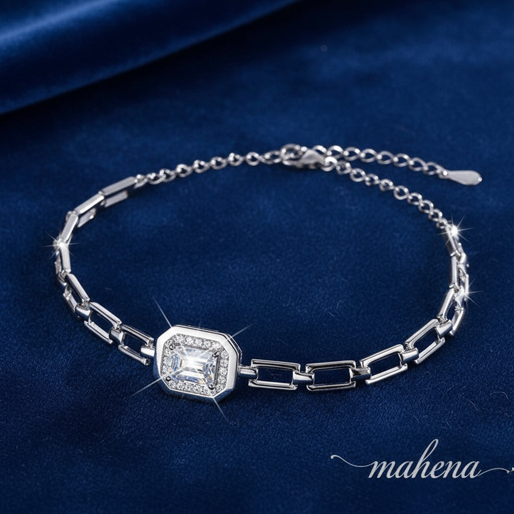 Bracciale geometrico in argento sterling S925 con moissanite MODELLO INAYA