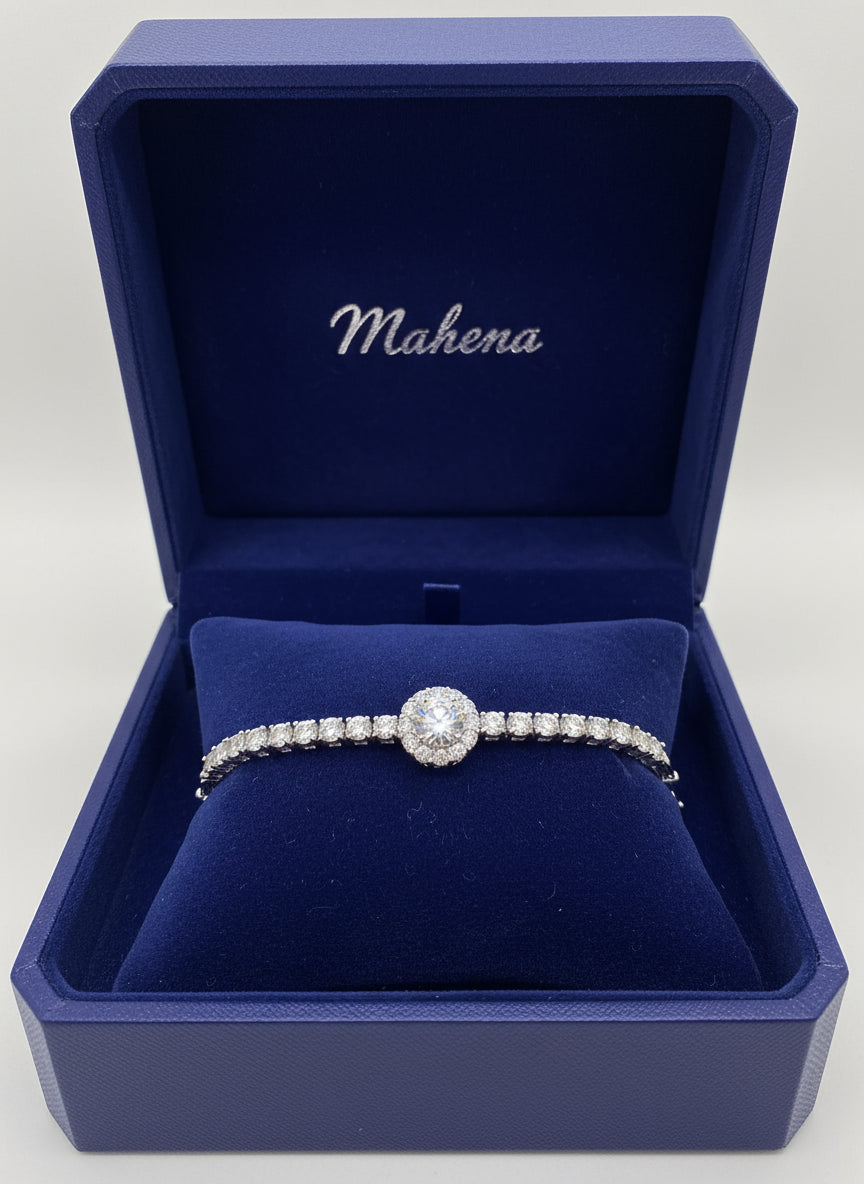 Braccialetto con perle di moissanite intarsiate a mano in argento sterling S925 con motivo cielo stellato MODELLO ROMY