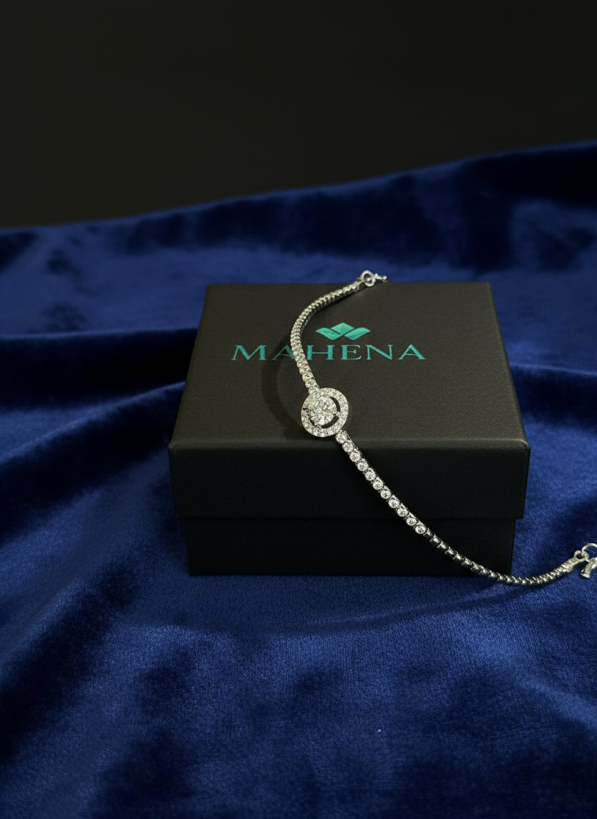 Bracciale rotondo in argento sterling 925 con moissanite MODELLO LOUISE