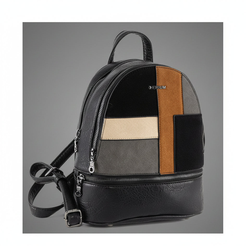 CLEO – Casual Urban Backpack with Suede Inserts 2 COMPARTMENTS