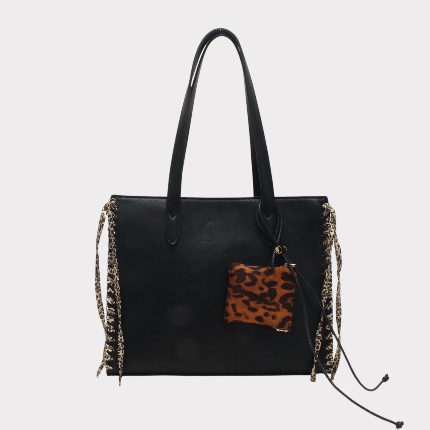 Borsa tote con tracolla effetto leopardato e tasca leopardata MODELLO GRINTA